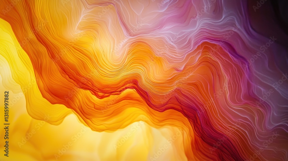 Obraz premium Abstract waves in vibrant orange, yellow, pink, & purple tones flow fluidly