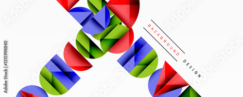 Abstract geometric pattern with intersecting circles and triangles in gradients. The high-contrast composition creates depth and a dynamic, modern aesthetic