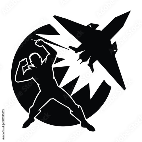 Fighter dodging attack move silhouette manual drawn clean vector swift