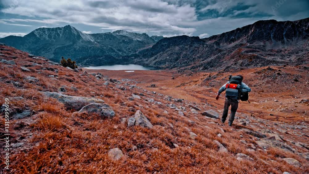Hiking through the stunning Pyrenees mountains in Spain on a clear day Hiking through the stunning Pyrenees mountains in Spain on a clear day