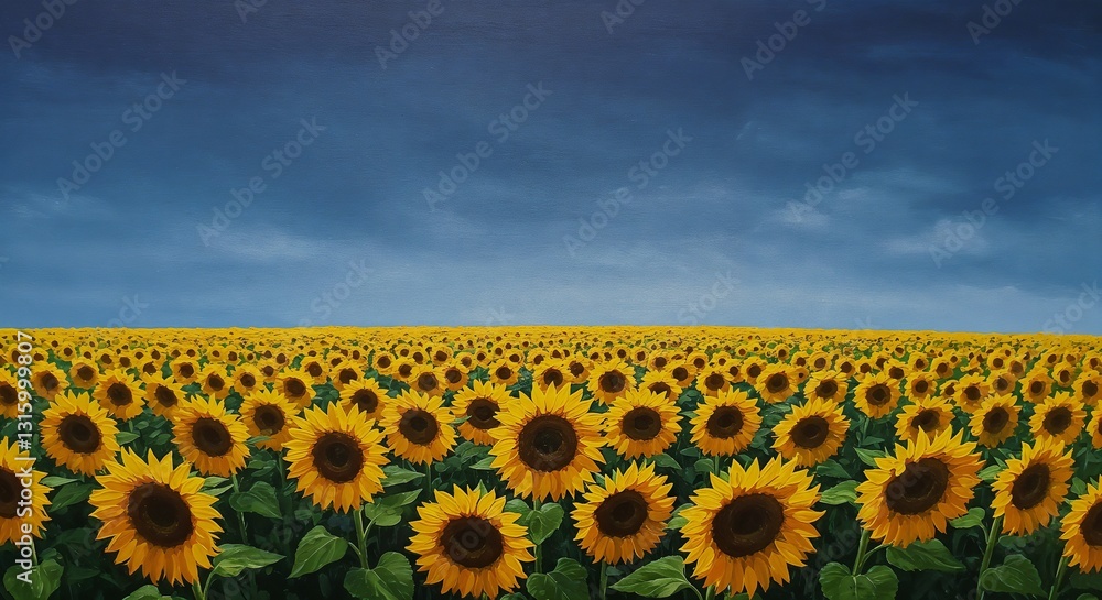 Fototapeta premium Sunflower Field with Cheerful Mood Representing Abundance