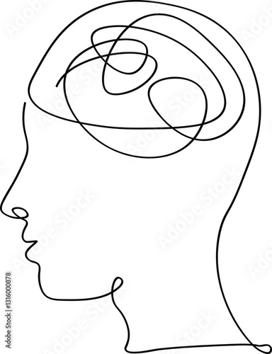  Inner Thoughts: A Single Line Head Silhouette Vector