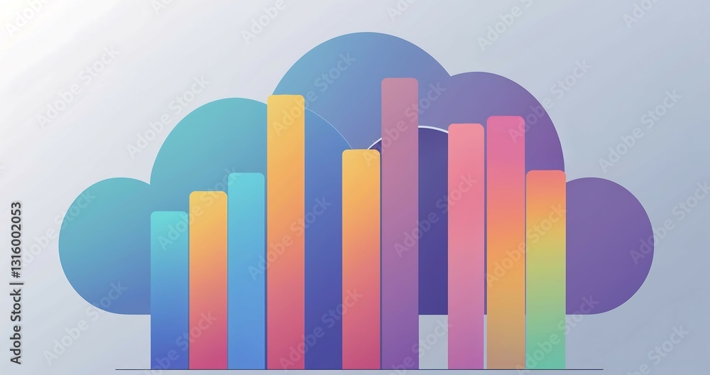 Fototapeta premium Minimalist and Modern Data Visualization Featuring a Gradient Bar Chart, Vibrant Colors, and a Clean Layout for Business Analytics