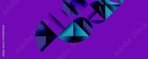 Abstract geometric pattern with intersecting circles and triangles in gradients. The high-contrast composition creates depth and a dynamic, modern aesthetic