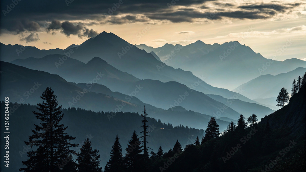 Obraz premium Silhouette of mountains