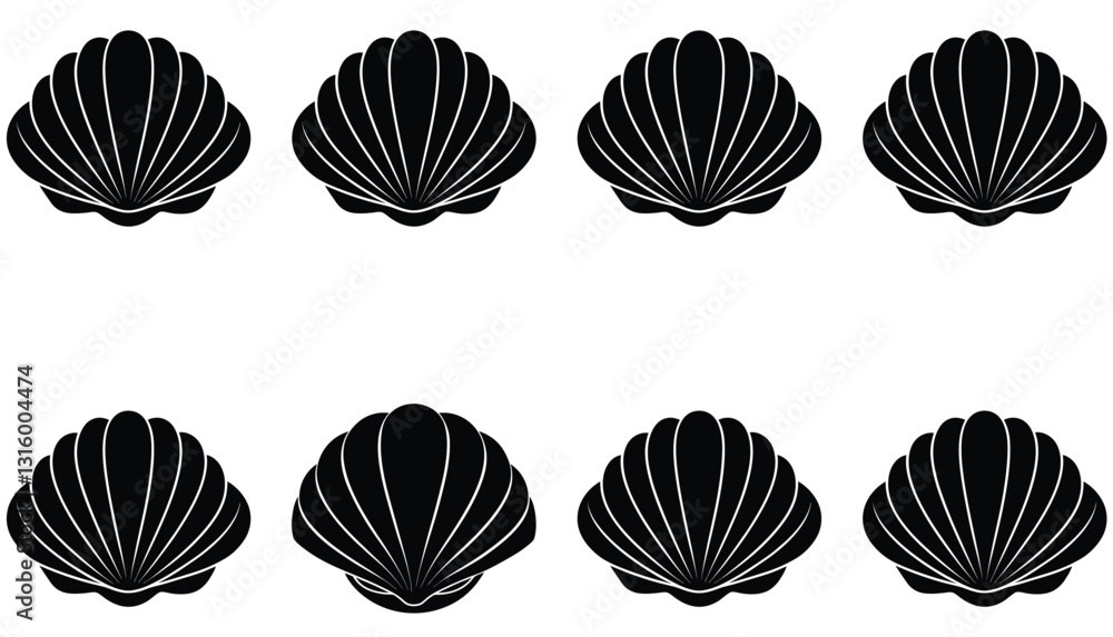 Clam vector shilhouette bundle Set Icon. Clam vector shilhouette bundle Set Icon.