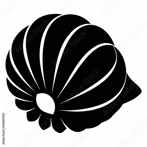 Sea Shell pattern black vector on white background.