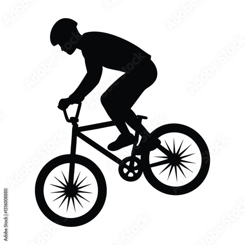 Person performing wheelie stunt silhouette manual drawn clean vector dynamic