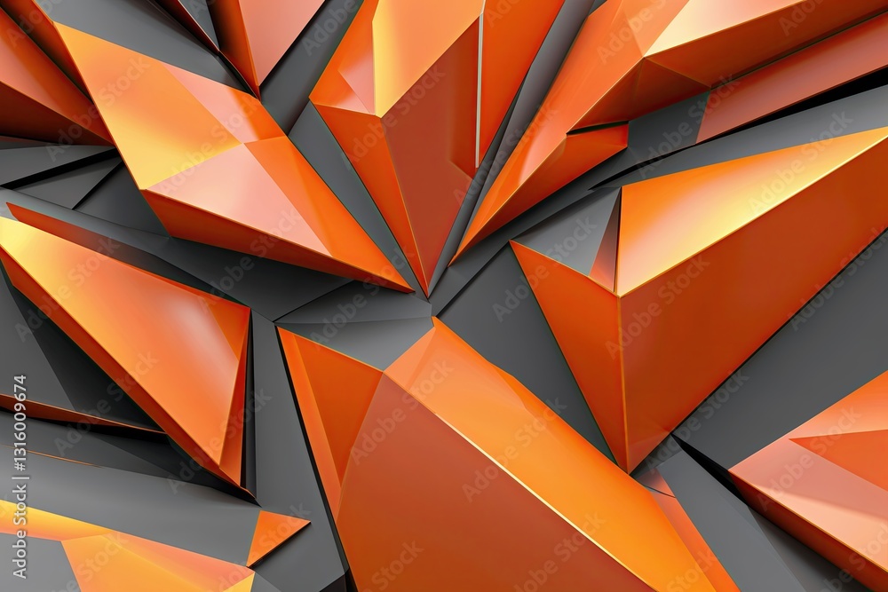 Obraz premium Three-Dimensional Abstract Orange Form with Futuristic Geometric Design