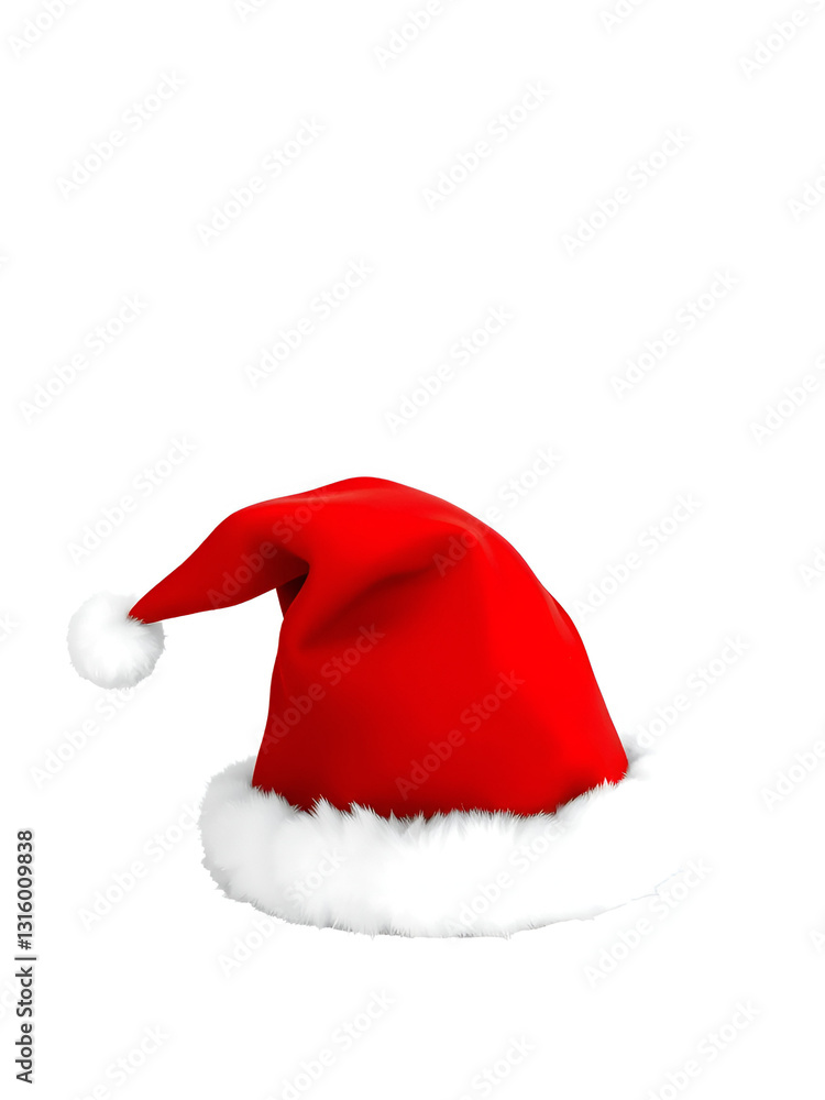 Red Christmas hat with white trim, cut out - stock png. Red Christmas hat with white trim, cut out - stock png.