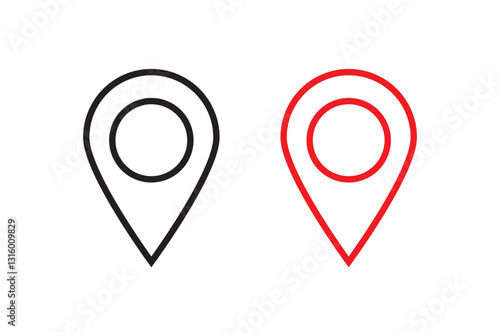 location icon set map pointer pin sign symbol red black outline destination icon place address navigation locator sign vector illustration