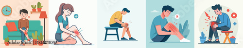 Vector image of person with foot pain with simple and minimalist design