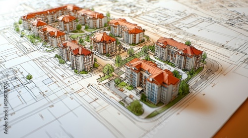 A city's zoning and planning are technically illustrated, highlighting main zones and areas