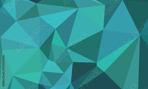 This vector design showcases a beautiful turquoise triangular mosaic, with varying shades of teal and green, forming a unique, vibrant pattern that captures attention with its depth and balance.