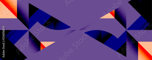 Abstract geometric composition with interlocking circular and angular shapes, featuring smooth gradients and sharp contrasts on a white background