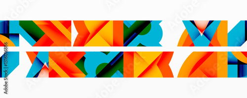 Abstract geometric artwork with interwoven angular and curved shapes, dynamic composition with smooth gradients and bold contrasts