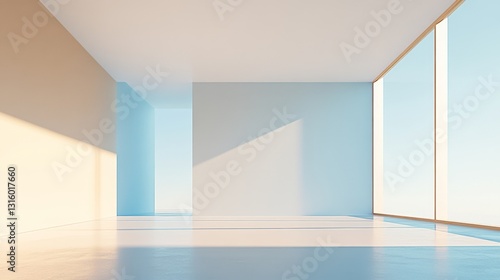 Serene Interior with Soft Blue and Warm Light