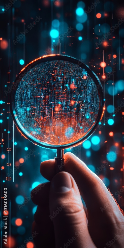 A captivating image of a hand holding a magnifying glass over a luminous digital sphere, featuring vibrant blue and red bokeh, symbolizing exploration and innovation. A captivating image of a hand holding a magnifying glass over a luminous digital sphere, featuring vibrant blue and red bokeh, symbolizing exploration and innovation.