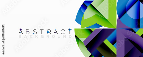 Abstract geometric artwork with interwoven angular and curved shapes, dynamic composition with smooth gradients and bold contrasts