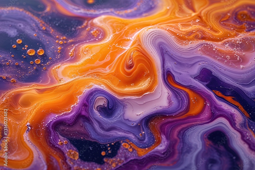 Fototapeta premium Vibrant Orange and Purple Fluid Background Artistic Aerial Landscape Design