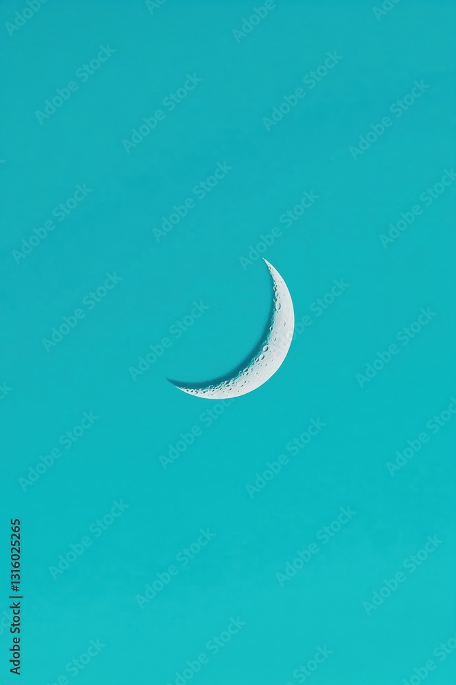 Obraz premium Minimalist Eid Celebration Serene Crescent Moon Wallpaper Design for Digital Wellness and Ramadan Meditation Experiences