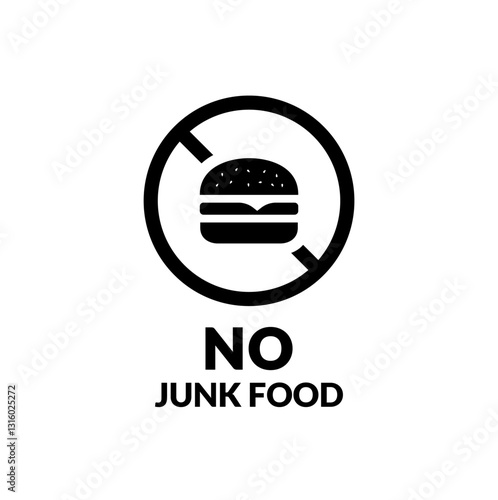 No fast food allowed symbol. No food or drink allowed sign. No Fast Food. No Junk food sign.