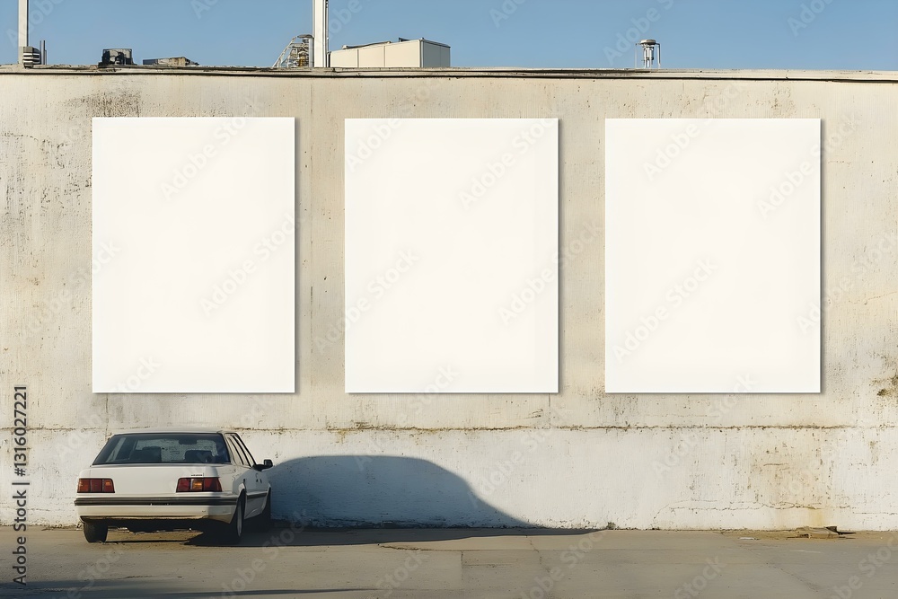 Fototapeta premium Three Blank Billboards on a Wall: Perfect Place for Text Advertising