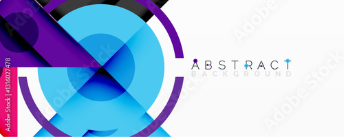 Geometric abstract design with layered triangles, circles, and gradients, forming a structured pattern with sharp contrasts and depth