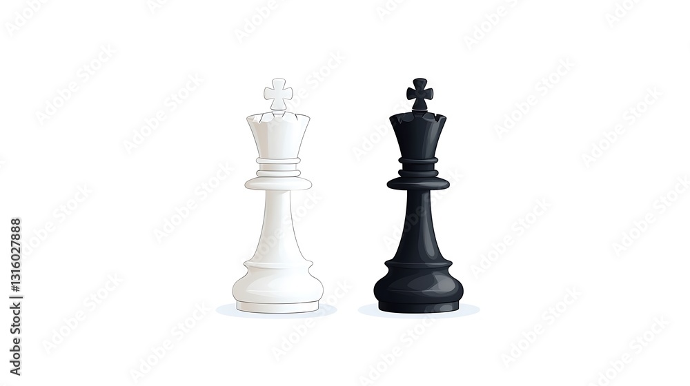3D Render: Black and White Chess Kings Facing Off AI Generated 3D Render: Black and White Chess Kings Facing Off AI Generated