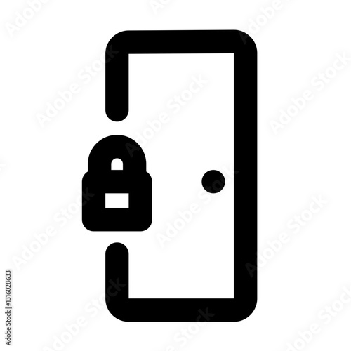 door locked outlined black style