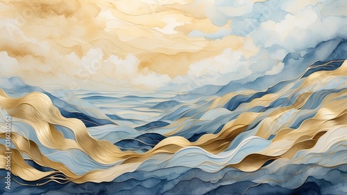 a watercolor painting of waves on a white background png and psd files