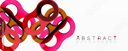 Abstract circle element composition with overlapping circular and tubular shapes featuring smooth gradients, transparency effects, and dynamic layering