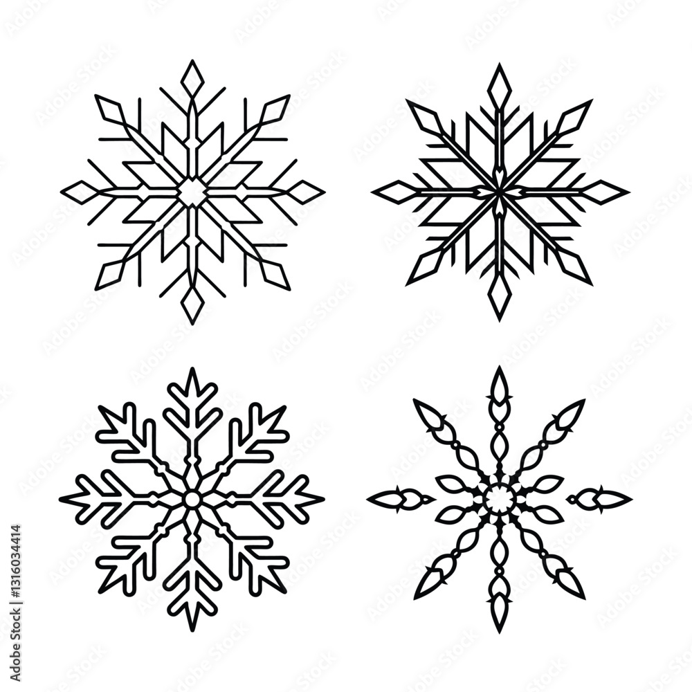 set of snowflakes set of snowflakes