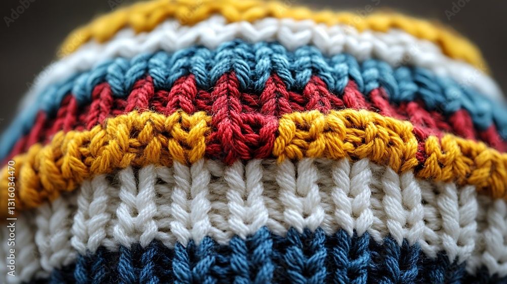 Vibrant knitted hat design workshop textile art indoor close-up creativity Vibrant knitted hat design workshop textile art indoor close-up creativity