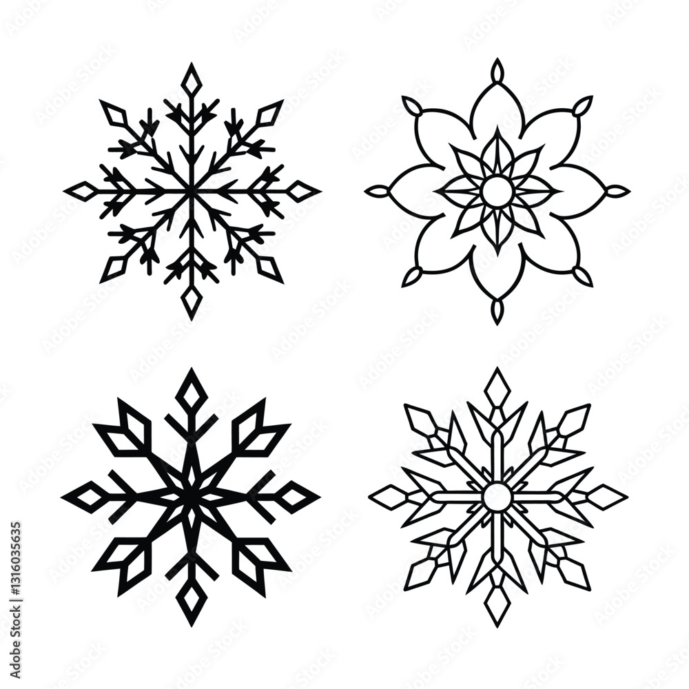 set of vector snowflakes set of vector snowflakes