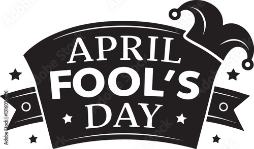 An april fool's day banner into typography vector and illustration design.