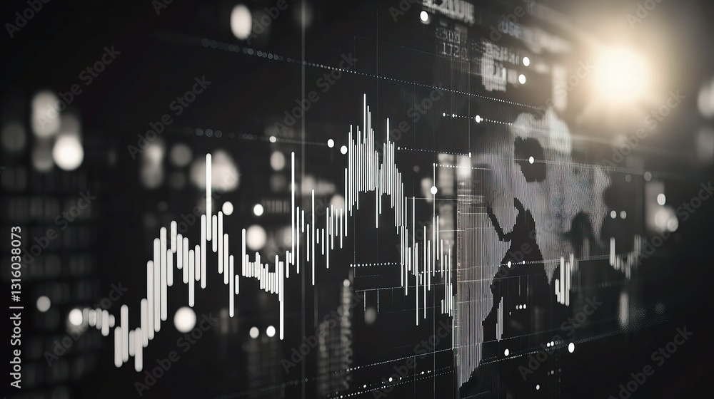 Fototapeta premium Abstract Financial Chart with Uptrend Line and Detailed Graph Elements