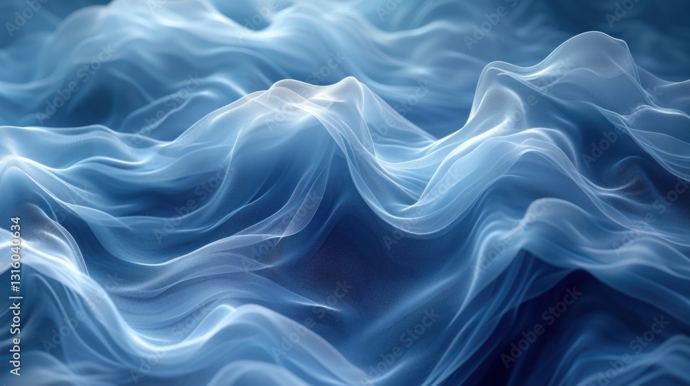 Tranquil Blue Fabric Waves Caressed by Soft Light in an Abstract Artwork Tranquil Blue Fabric Waves Caressed by Soft Light in an Abstract Artwork