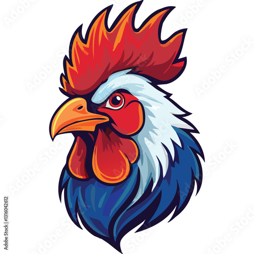 Brave rooster head mascot