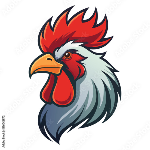 Brave rooster head mascot