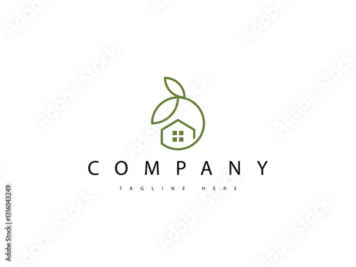 nature house leaf eco line logo design