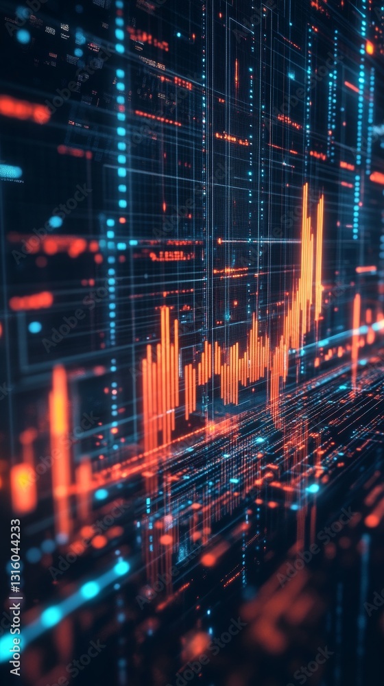 Dynamic Data Visualization with Growing Graph and Digital Connections in Abstract Technology Background Dynamic Data Visualization with Growing Graph and Digital Connections in Abstract Technology Background