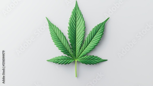 Vibrant Green Cannabis Leaf on Gray Background Pixel Art