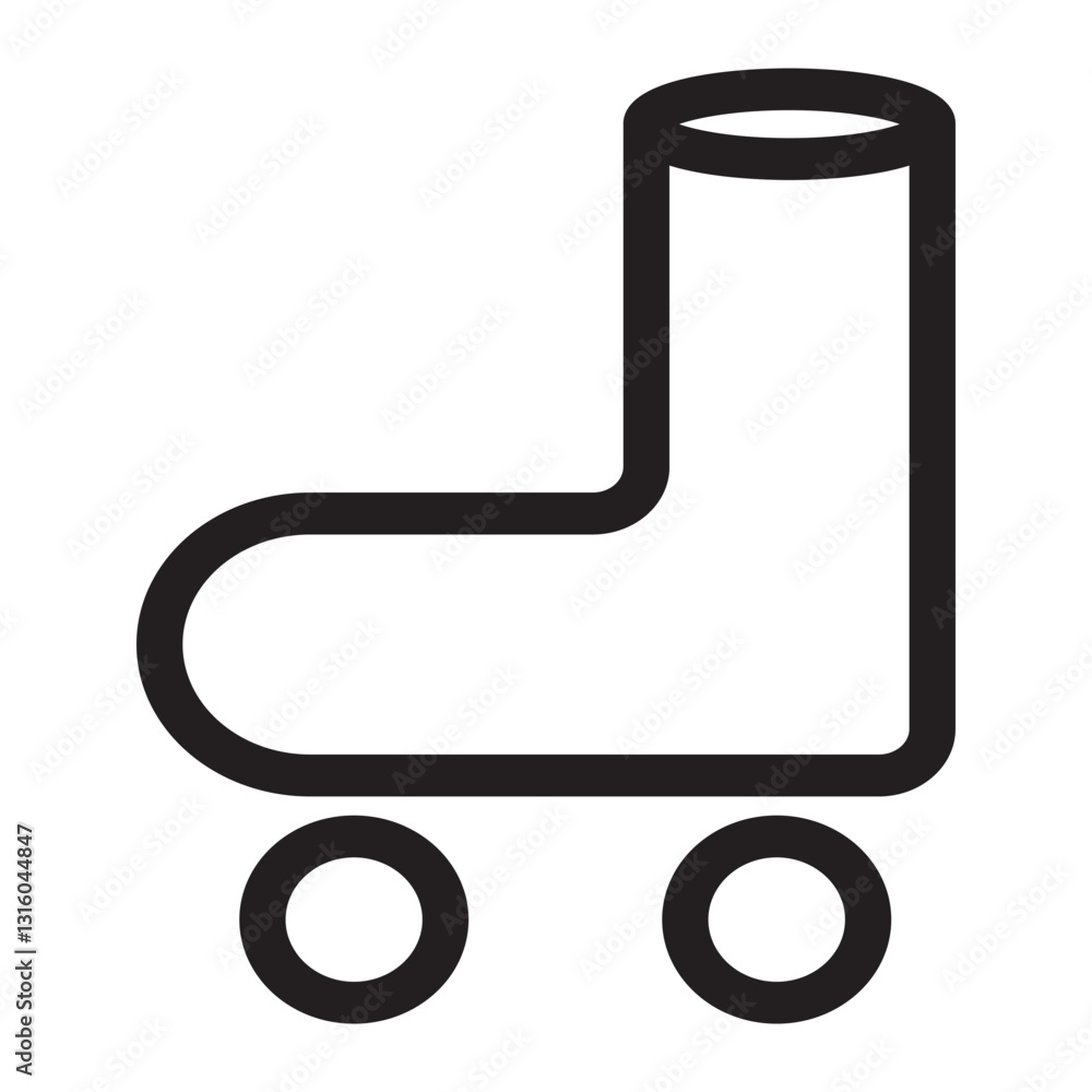 Minimalist roller skate line icon, perfect for sports and recreation themes. Minimalist roller skate line icon, perfect for sports and recreation themes.