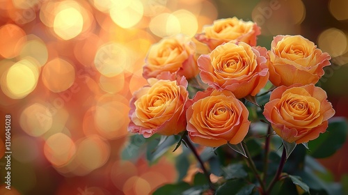 Beautiful peach colored roses with soft bokeh, ideal for any occasion