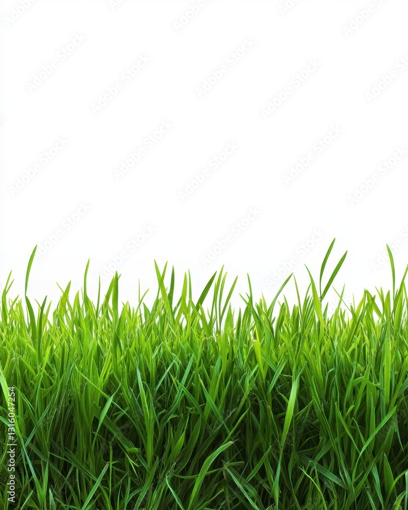 Lush green grass blades against a white background symbolizing growth freshness and natural beauty perfect for spring and summer themes Lush green grass blades against a white background symbolizing growth freshness and natural beauty perfect for spring and summer themes