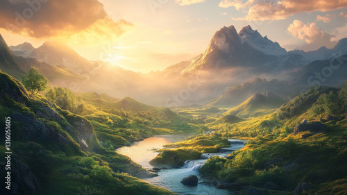 sunset in the mountains