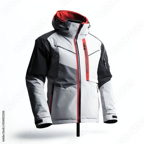 Stylish insulated jacket with a hood, perfect for cold weather activities.