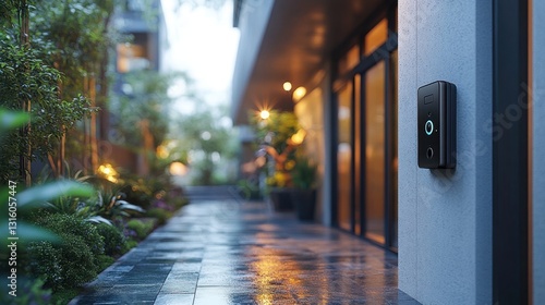 AI-powered facial recognition doorbell on white