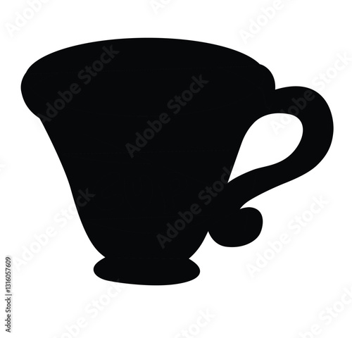Cute cartoon hand drawn vector cup silhouette.